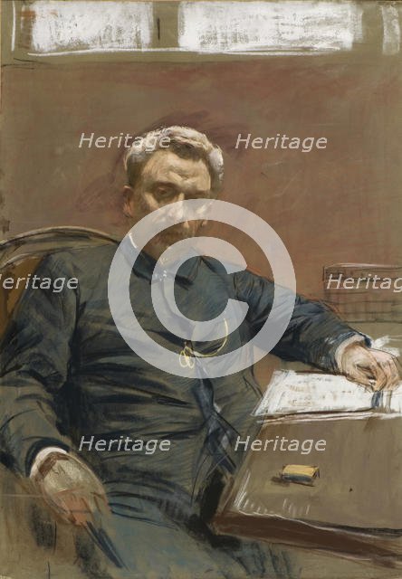 Portrait of the silent film actor Alexander Pavlovich Lensky (1847-1908) , 1890s. Creator: Levitan, Isaak Ilyich (1860-1900).