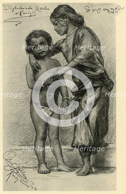 Sinhalese girls, Kandy, Ceylon, 1898. Creator: Christian Wilhelm Allers.