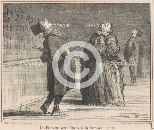 Les Parisiens dans l'attente de le ..., 19th century. Creator: Honore Daumier.