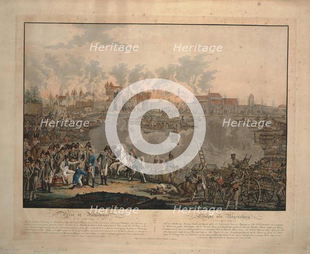 The Battle of Ratisbon on 23 April 1809, 1809. Artist: Rugendas, Johann Lorenz, the Younger (1775-1826)