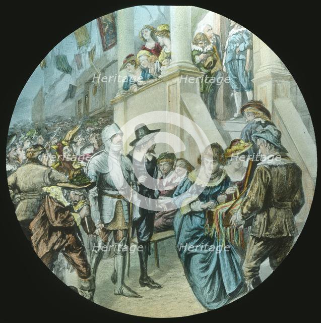 'Christian and Faithful pass through Vanity Fair', c1910.  Creator: Unknown.