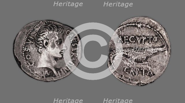 Denarius (Coin) Portraying Octavian, 28 BCE, issued by Octavian. Creator: Unknown.