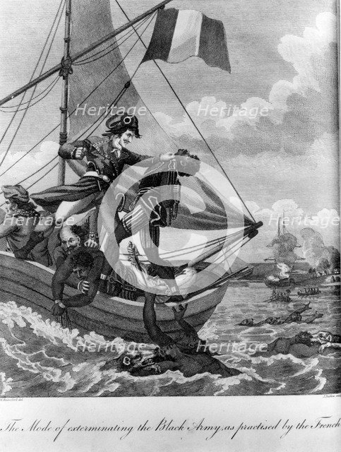 'The Mode of Exterminating the Black Army as Practised by the French', 1805.  Artist: John Barlow