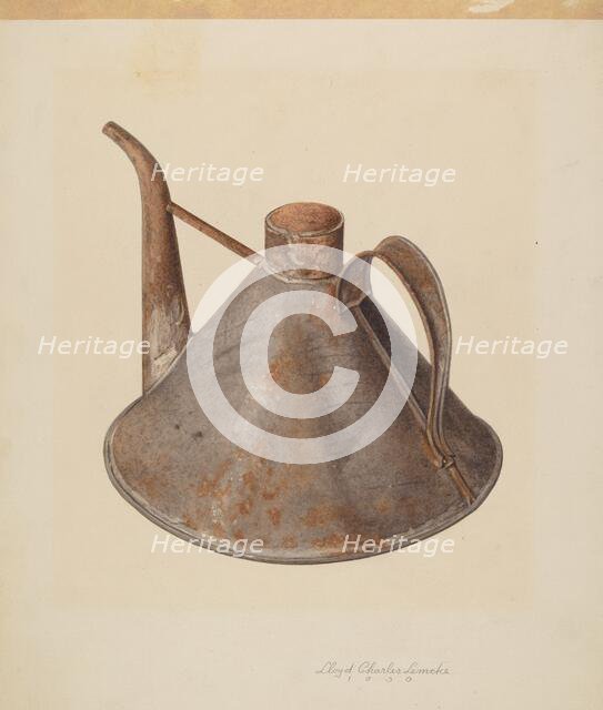 Spouted Oil Can, c. 1938. Creator: Lloyd Charles Lemcke.