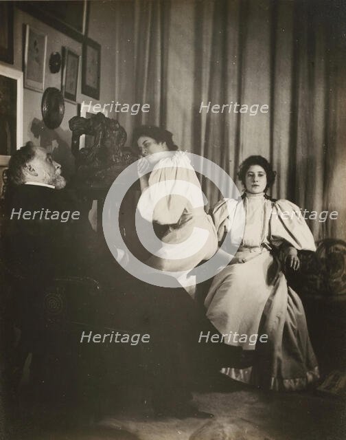 [Self-Portrait with Christine and Yvonne Lerolle], probably 1895-96. Creator: Edgar Degas.