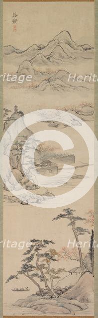 Landscape with Boaters, late 18th-early 19th century. Creator: Kenkado Kimura (Japanese, 1736-1802).