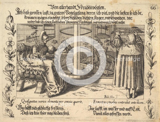 Von allerhandt Freudenvöglen, illustration from Petrarch, Glück und Unglück Spiegel, figur..., 1652. Creator: Balthasar Schwan.