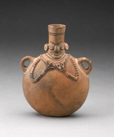 Handled Flask Depicting Abstract Figure, A.D. 500/800. Creator: Unknown.