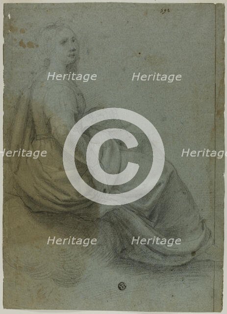 Seated Woman in Profile, to Right, n.d. Creator: Domenico Fiasella.