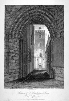 Gateway to the Church of St Bartholomew-the-Great, Smithfield, City of London, 1805.     Artist: John Greig