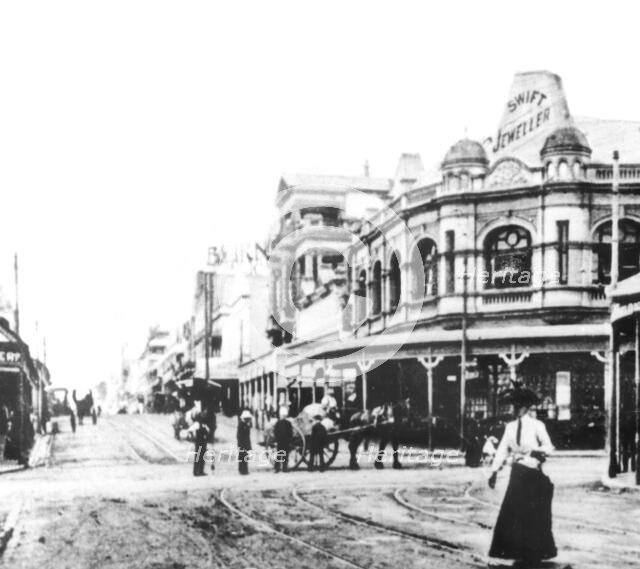 Swift's Jewellery Store on the corner of Wickham and Brunswick Streets, Fortitude Valley, 1901. Creator: Unknown.