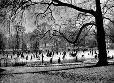 Skating in London: The Serpentine, 1895.  Creator: Russell & Sons.