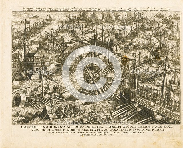 The Battle of Lepanto on 7 October 1571, ca 1578. Artist: Stradanus (Straet, van der), Johannes (1523-1605)