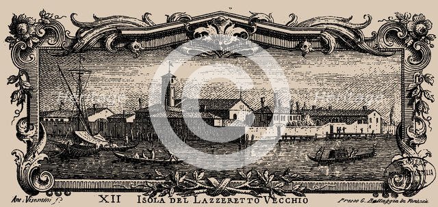 Isolario veneto, XII. Isola del Lazzaretto Vecchio, 1777. Creator: Visentini, Antonio (1688-1782).