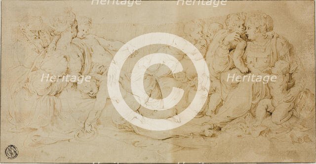 Seated Women, Children, and Old Man, 1540/60. Creator: Unknown.