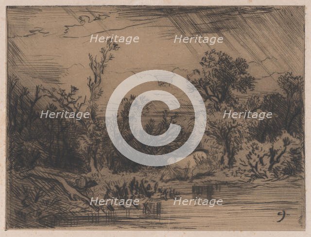 Landscape with Thunderstorm, 1848. Creator: Charles Emile Jacque.