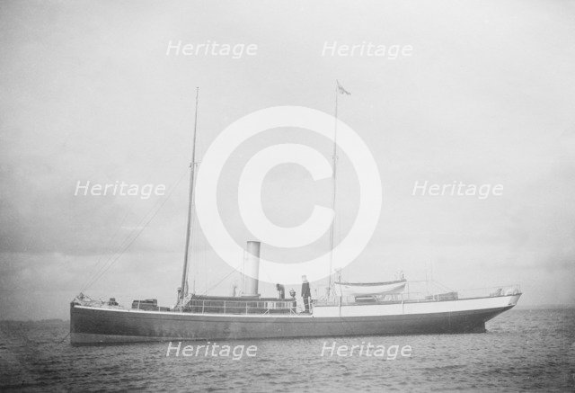 The steam yacht 'Violet' at anchor. Creator: Kirk & Sons of Cowes.