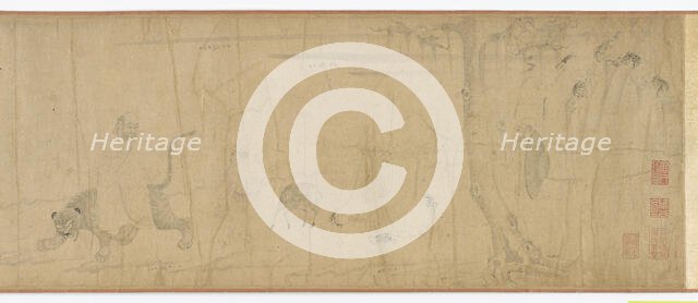 Luohans and animals crossing the sea, Ming dynasty, 16th-17th century. Creator: Unknown.