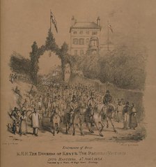 'Entrance of their R.H.H. The Duchess of Kent & The Princess Victoria into Hastings' Creator: J. Thorpe.
