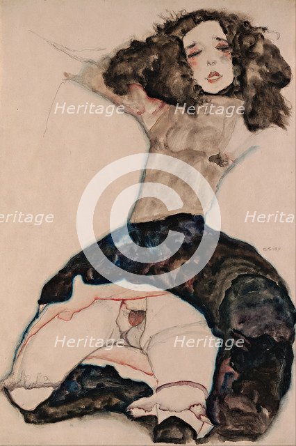 Black-Haired Girl with Lifted Skirt, 1911. Artist: Schiele, Egon (1890–1918)