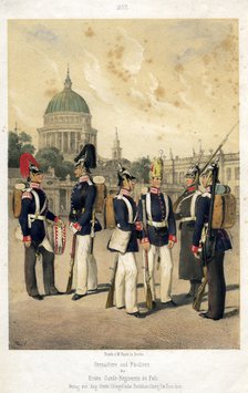 Grenadiers and fusiliers of the Prussian army, 1857.Artist: W Korn