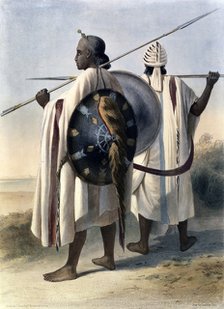 Abyssinian warriors, 1848. Artist: Eugene Leroux