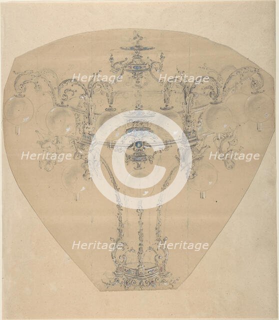 Design for a Gas Chandelier, 1850-70. Creator: Anon.