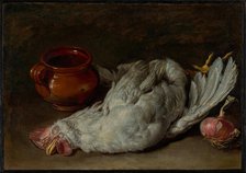 Still Life with Hen and Onion, about 1750-1760. Creator: Giacomo Ceruti.