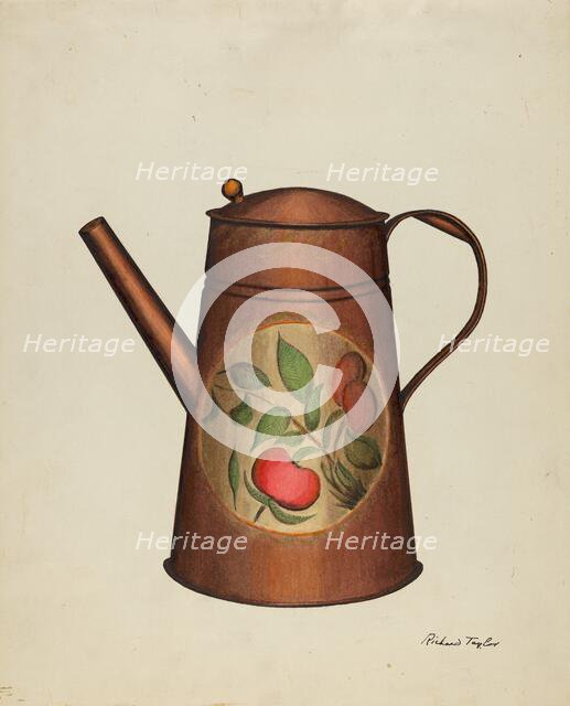 Toleware Coffee Pot, c. 1940. Creator: Richard Taylor.