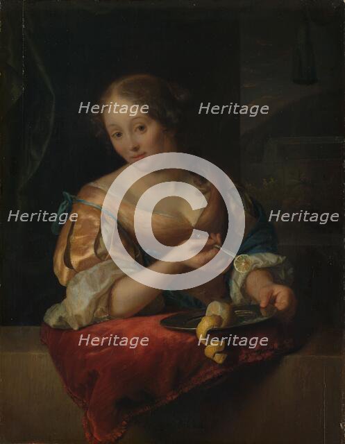 Young Woman with Lemon, 1685-1690. Creator: Godfried Schalcken.