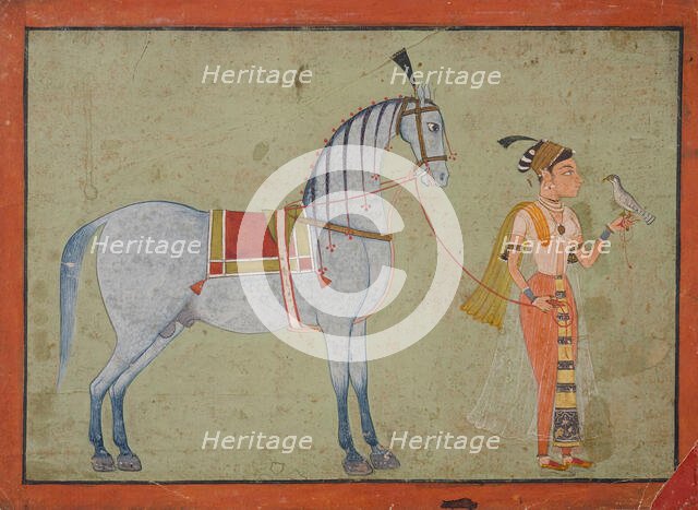 Lady with Falcon Leading a Horse, between 1700 and 1725. Creator: Unknown.
