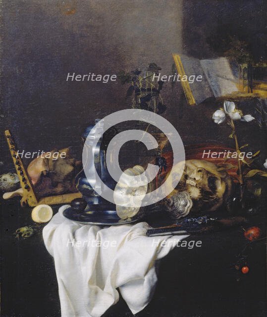 Vanitas Still Life, c1650. Creator: Peter Willebeeck.