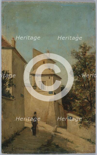 Rue du Mont-Cenis, at the corner of rue Saint-Vincent, in Montmartre, 18th arrond..., c1870-1880. Creator: Louis Hista.