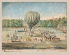 The Launch of Blanchard's Balloon at The Hague in 1785, 1785. Creator: G. Carbentus.