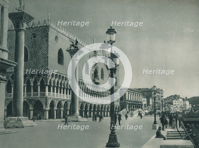 Main front of the Doge's Palace with Riva degli Schiavoni, Venice, Italy, 1927. Artist: Eugen Poppel.