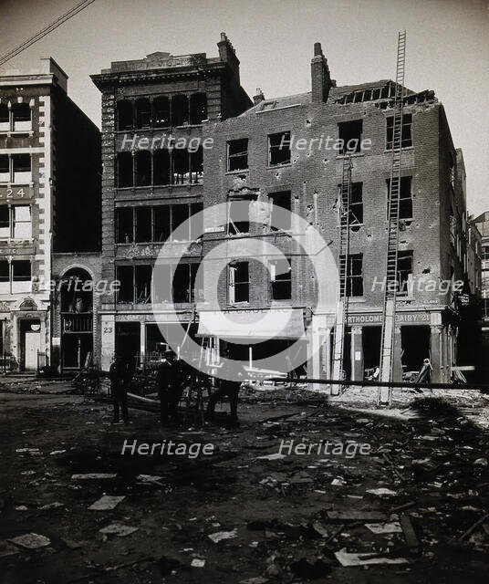 The church of St  Bartholomew the Great and the surrounding area, Bartholomew Close after... 1915. Creator: Unknown.