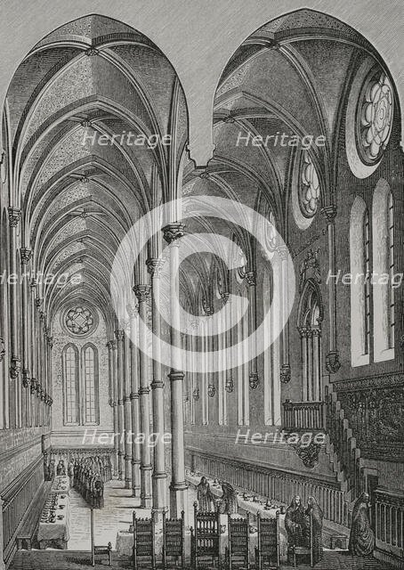 Refectory, Saint-Martin-des-Champs Priory, Paris, France, 13th century, (1877).  Creator: Unknown.