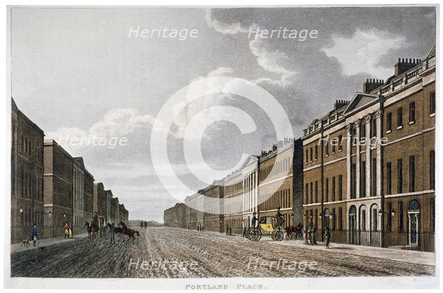 Portland Place, Marylebone, London, c1814. Artist: Anon