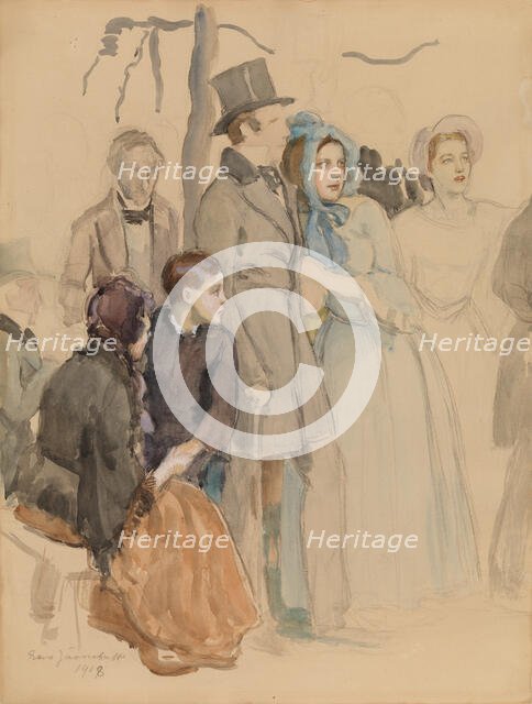 Flora Festival at Kumtähti Field, study for the mural at the University of Helsinki, 1918. Creator: Eero Jarnefelt.