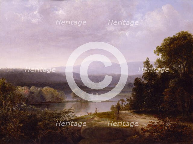 River View with Hunters and Dogs, ca. 1850. Creator: Thomas Doughty.
