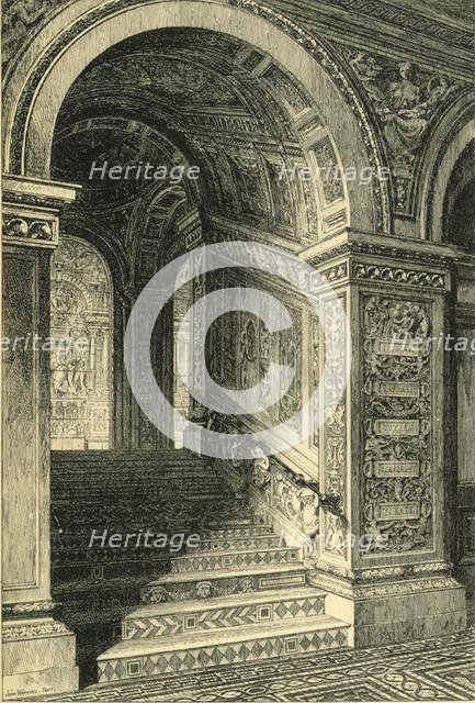 'West Staircase, Leading to the Ceramic Gallery', c1876, (1881).  Creators: John Watkins, John R.E. Watkins.