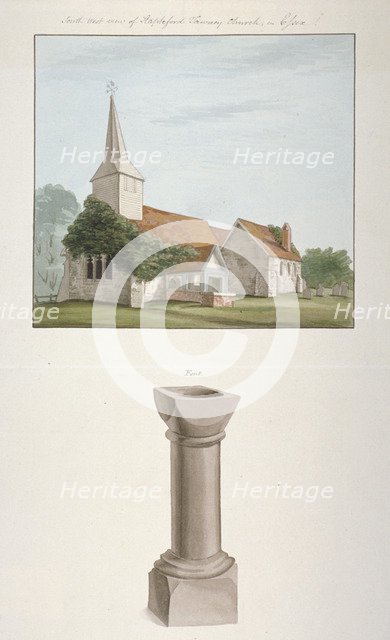 South-west view of St Mary's Church, Stapleford Tawney, Essex, c1800. Artist: Anon