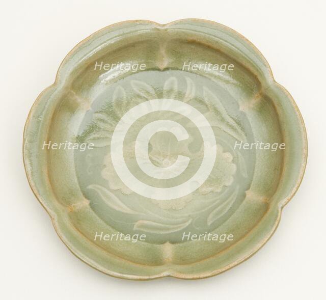 Dish with Petal-Lobed Rim, Lotus, and Waterweeds, Northern Song dynasty, 11th/12th century. Creator: Unknown.