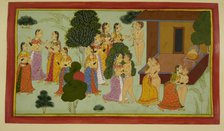 The courtesans tempt Rishyasringa, 1712. Creator: Unknown.