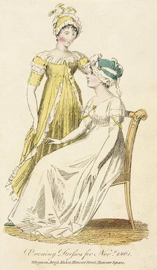 Fashion Plate (Evening Dresses for Novr. 1801), 1801. Creator: Unknown.