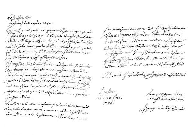 Letter by George Frideric Handel, 1750 (1865).Artist: Frederick George Netherclift