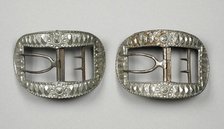 Pair of man's cut steel shoe buckles, United States, 1780s. Creator: Unknown.