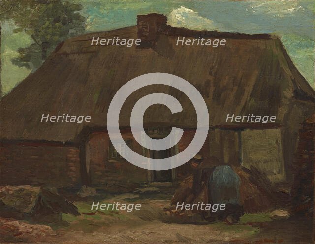 Cottage with Peasant Woman Digging , 1885. Creator: Gogh, Vincent, van (1853-1890).