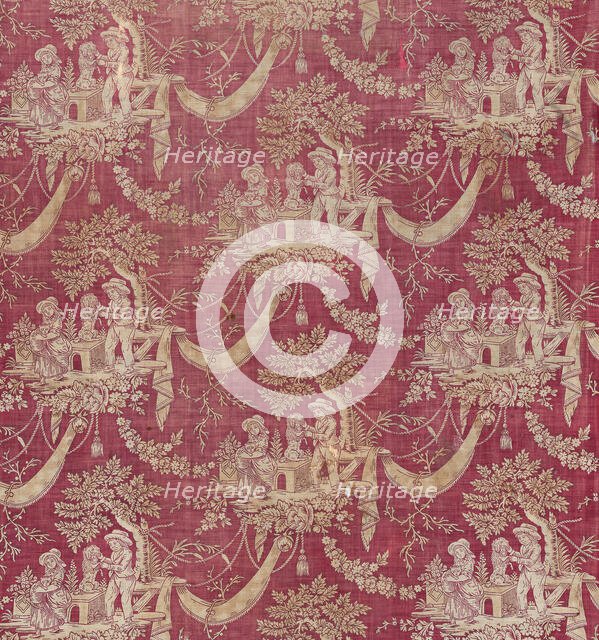 Children and Pets (Furnishing Fabric), Normandie, 1800/1820. Creator: Unknown.