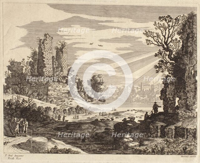 Landscape with Figures, c1660-1690. Creator: Adam Perelle.